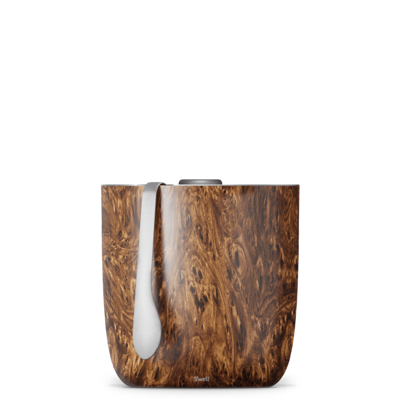 Teakwood Swell Ice Bucket + Tongs | IQVV2813